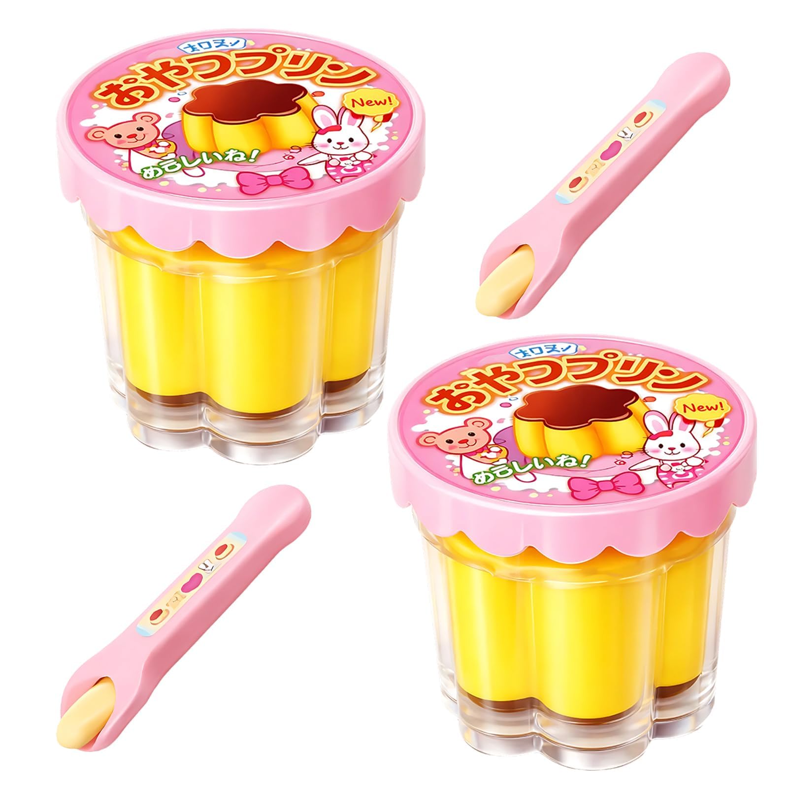 2pcs Pudding Ornament Set, Two Spoons, Two Pudding Ornaments,Doll Food, Suitable for Doll Role-Playing Activities to Enhance Imagination