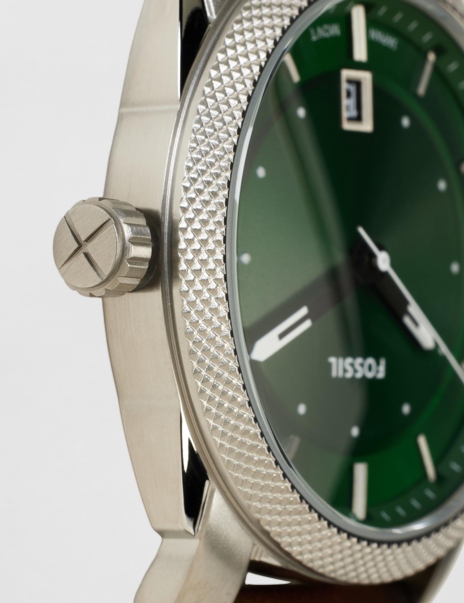 Fossil Machine Watch for Men, Quartz Three Hand Date Movement with Stainless Steel or Leather Strap