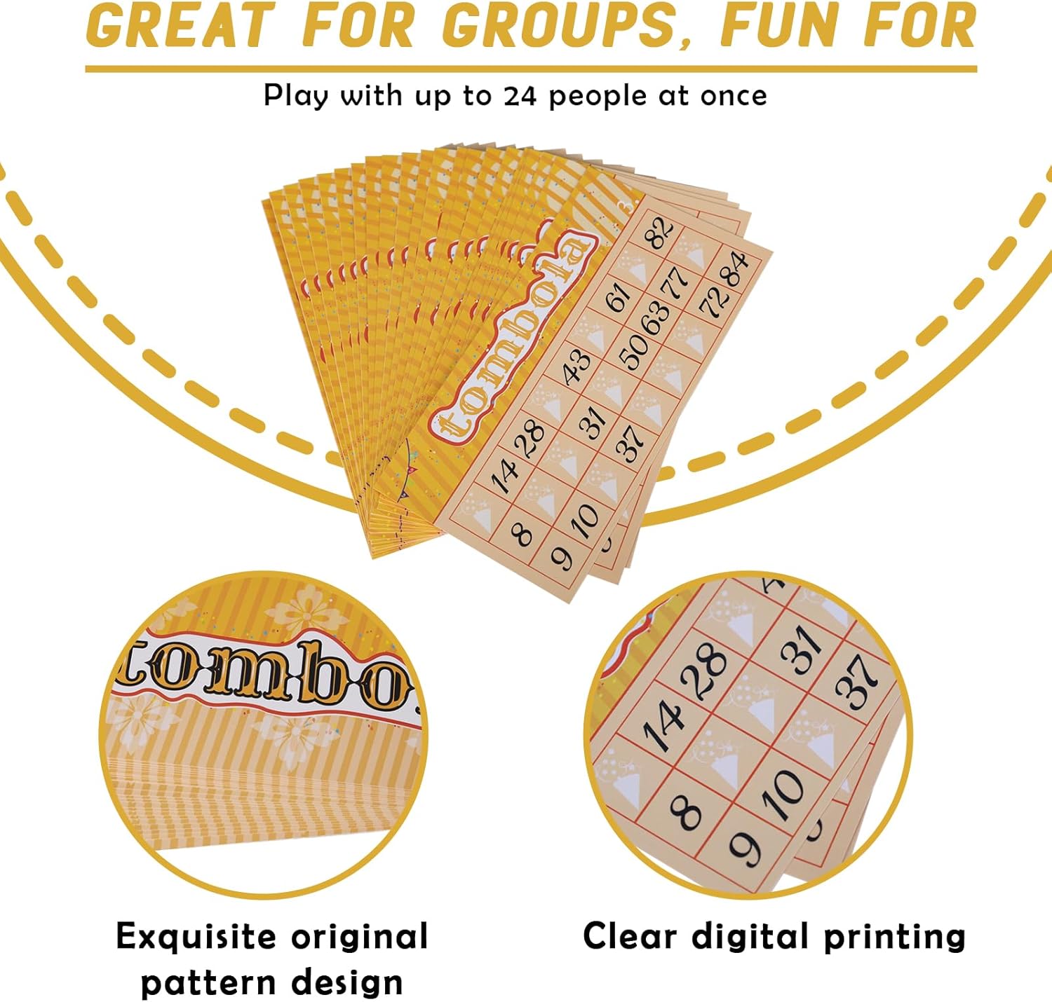 Extguds Tombola Bingo Game,Vintage Tombola Italian Game,Russian Lotto with number1-90 for Lottery, for up to 24 Players