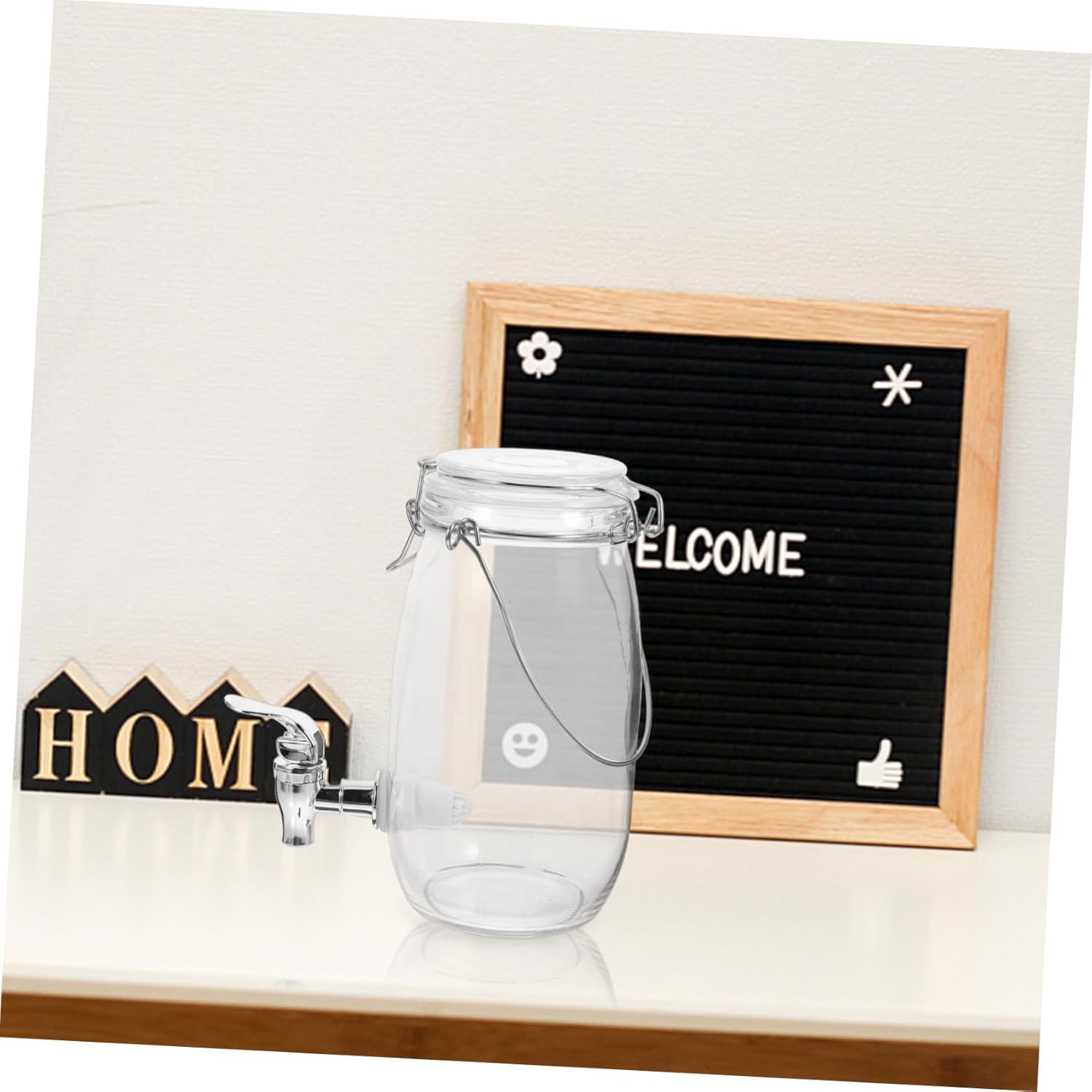 Garneck Transparent Glass Beverage Dispenser with Faucet Juice and Wine Storage Container Kitchen Drink Barrel for Home Parties and Events Fresh Food Storage