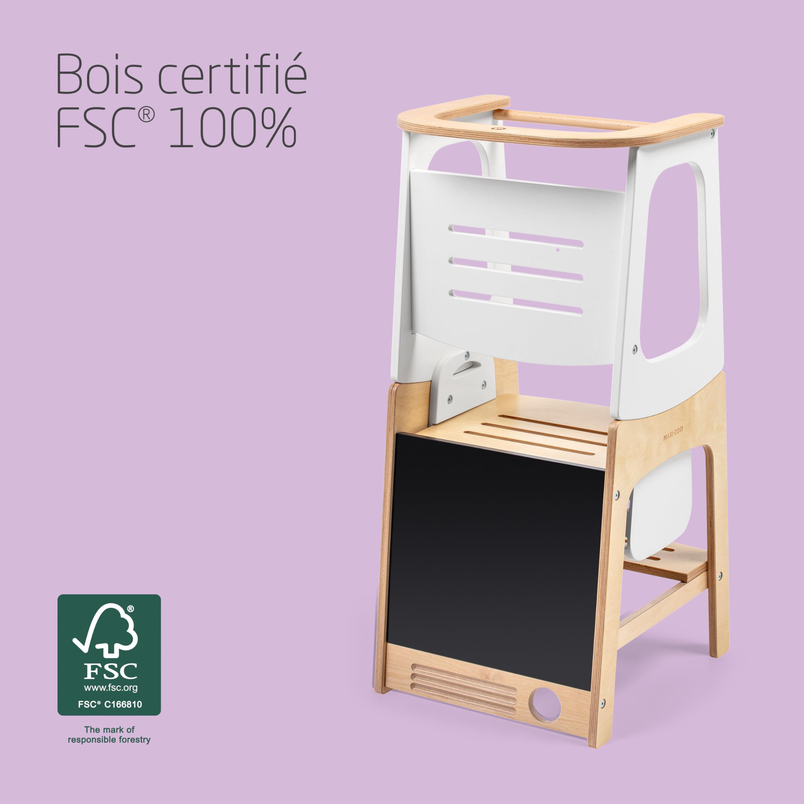 Maxi-COSI Toucan 3-en-1 Tour d'observation Enfant Montessori Bois 1,5-99 Ans 10-150 kg 3 hauteurs Bois Certifié FSC 100%