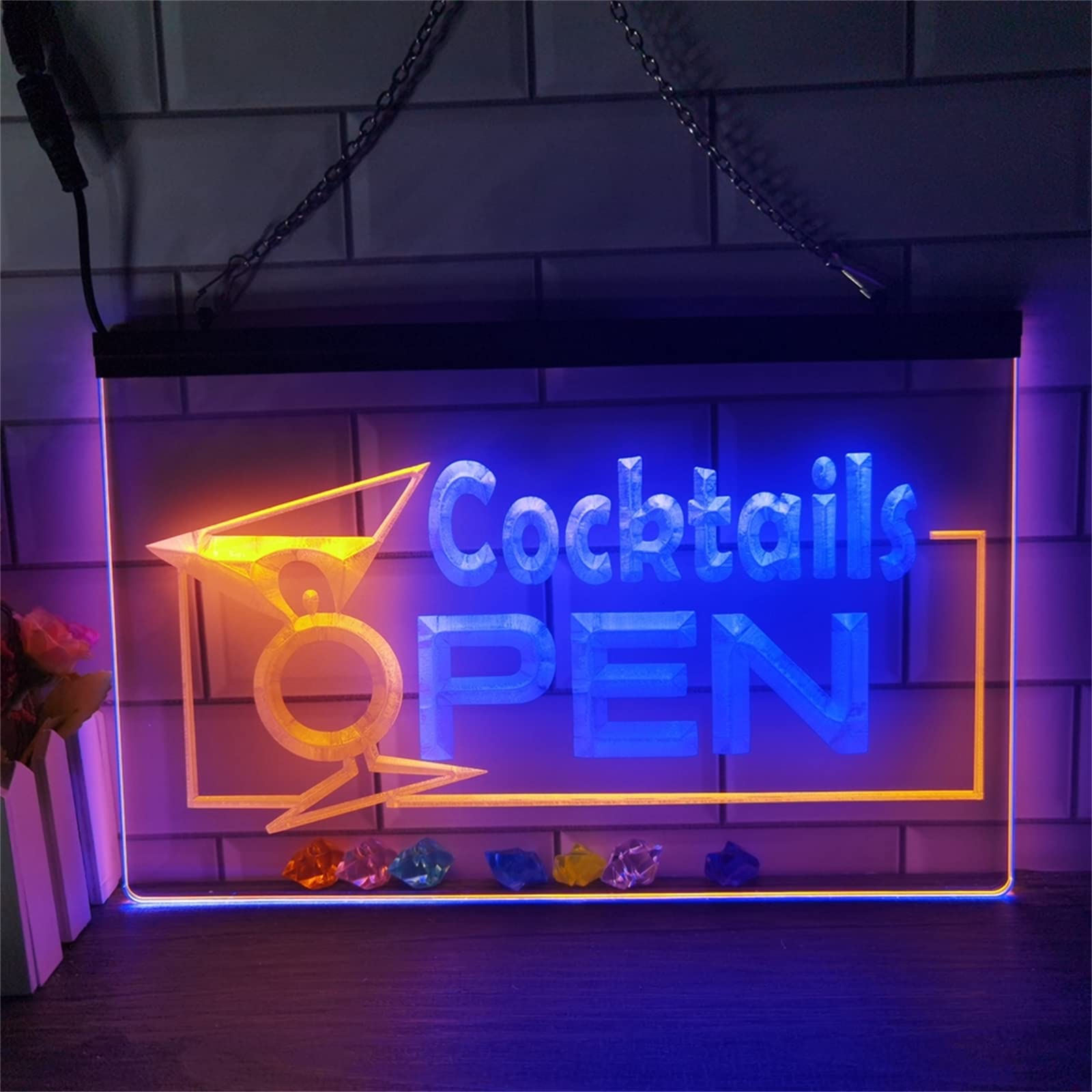REWIS Cocktails Open LED Neon Signs