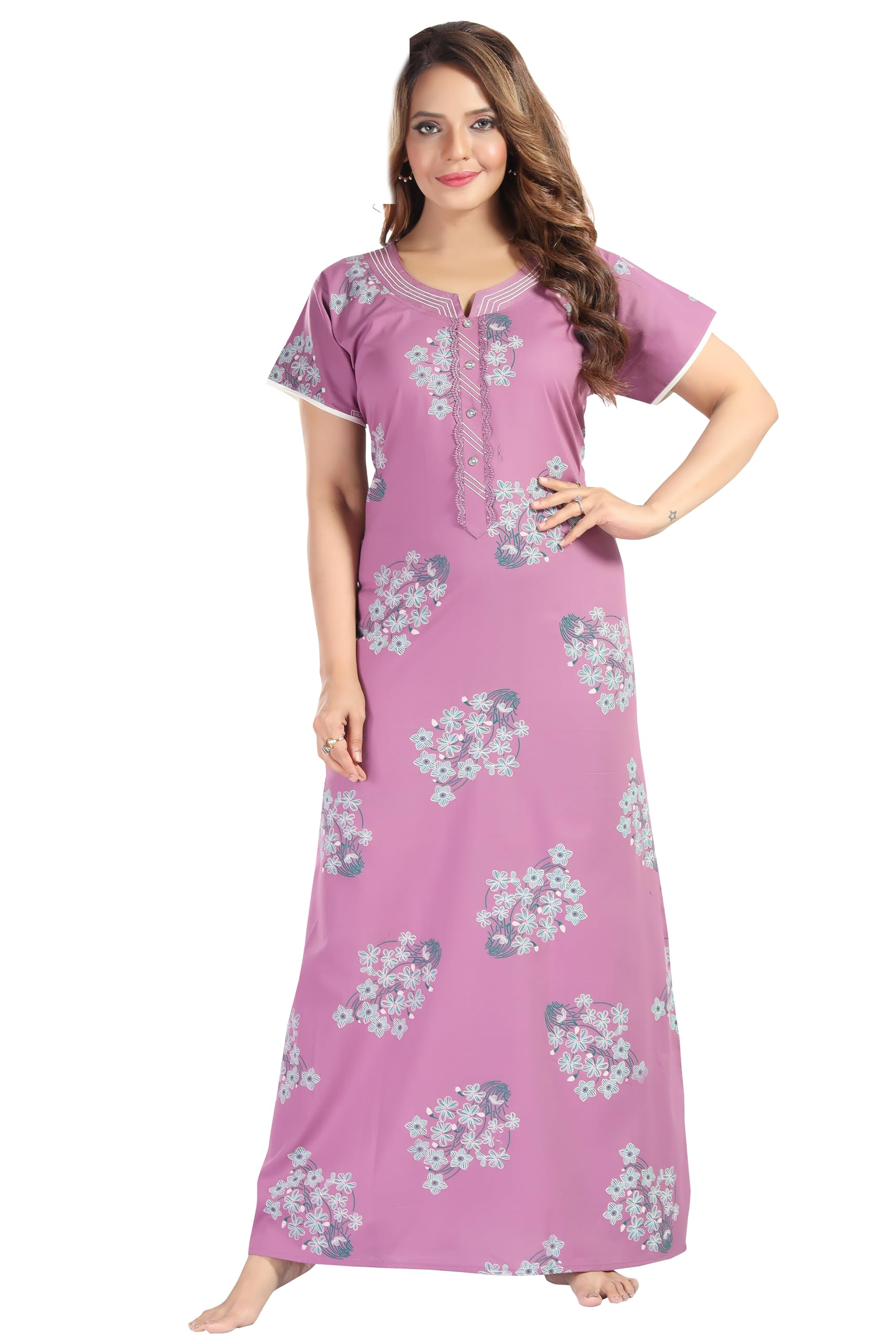 trundz Women 's Pure Cotton Printed Nighty(395)-picture-18