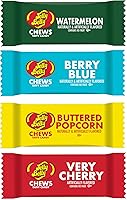 Vista 4 de Adams & Brooks, Inc. Jelly Belly Chews Taffy Candy masticables envueltos individualmente – Palomitas de maíz con mantequilla, sandía, azul baya