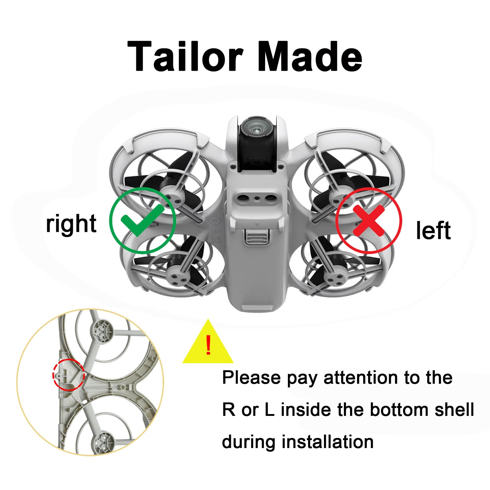 ZWLLKJGS Bottom Shell Replacement Compatible With Dji Neo,Right Propeller Blade Guard Lower Cover,Drone Body Repair Kit Gray (Left or Right) - Image 4