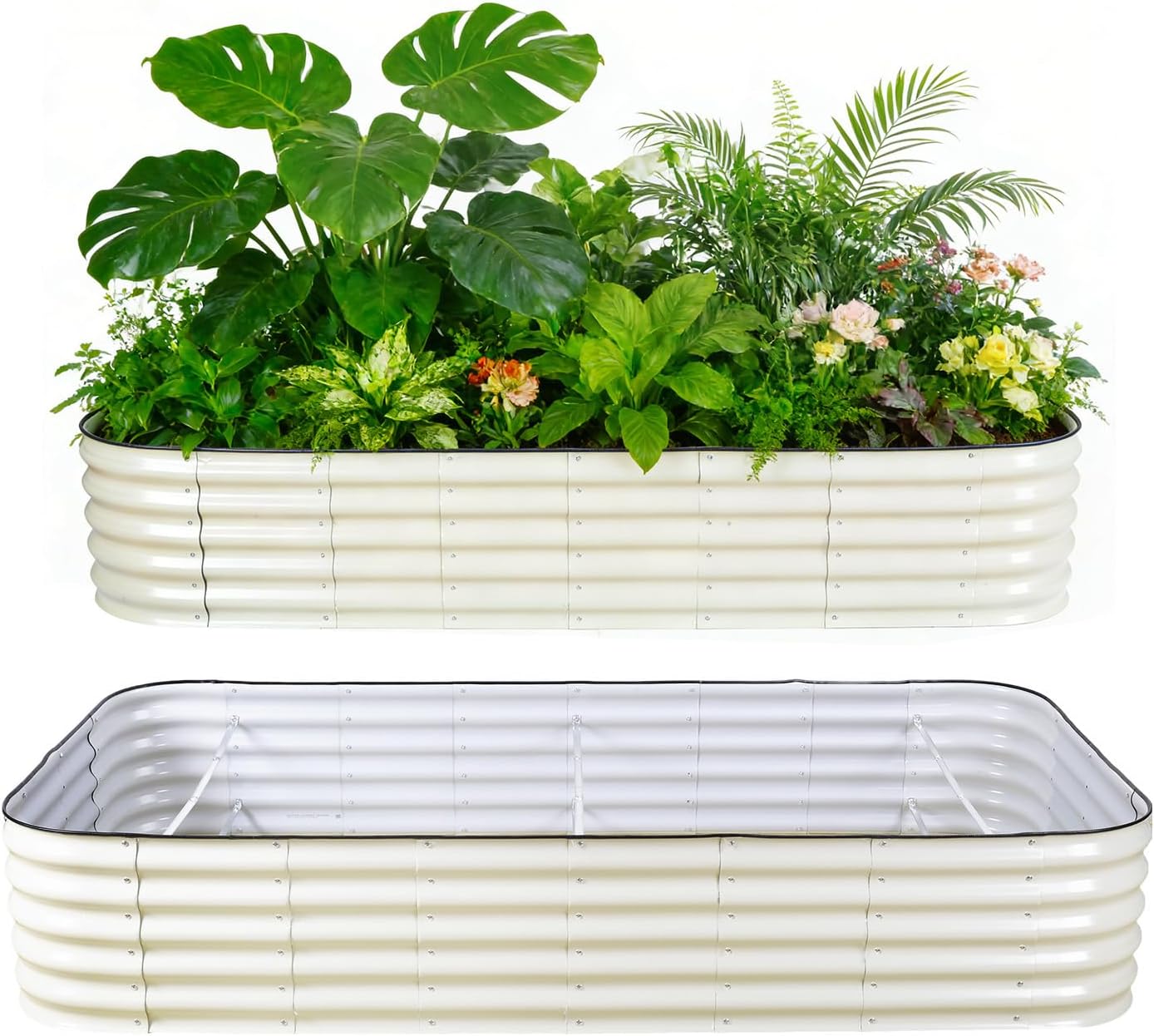Large Raised Garden Bed Kit,Galvanized Planter Box Outdoor 4x8x1.5ft，Rot-Resistant Metal Garden Planter Raised Beds for Vegetables Flowers Herb