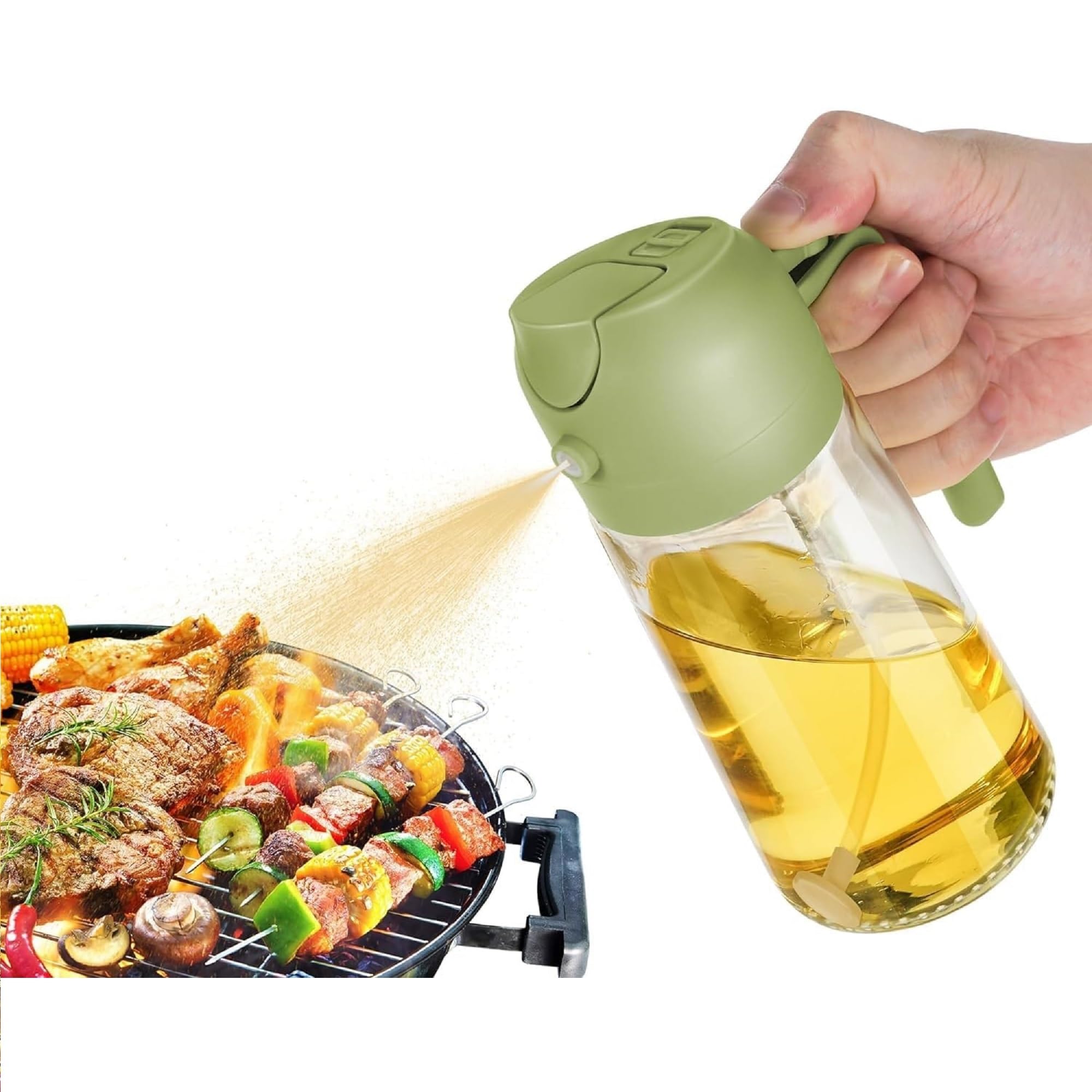 DIKRUTI 2 in 1 Olive Oil Sprayer and Oil Dispenser Bottle for Kitchen, Oil Sprayer for Air Fryer, Salad,BBQ,Roasting Oil Vinegar Bottle Dual-Use Kitchen Cooking Tool (Multi Color) Glass-550ml (2) (B0D4F4NCKD) Amazon Price History, Amazon Price Tracker
