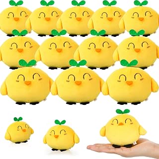 Civaner 12 Pcs 4 Inch Easter Chick Plush Chicken Stuffed Animal Yellow Chick Plush Animal Toy Dolls Keychain for Birthday Party Favors Decoration Goodie Bag Fillers Exchange Gift