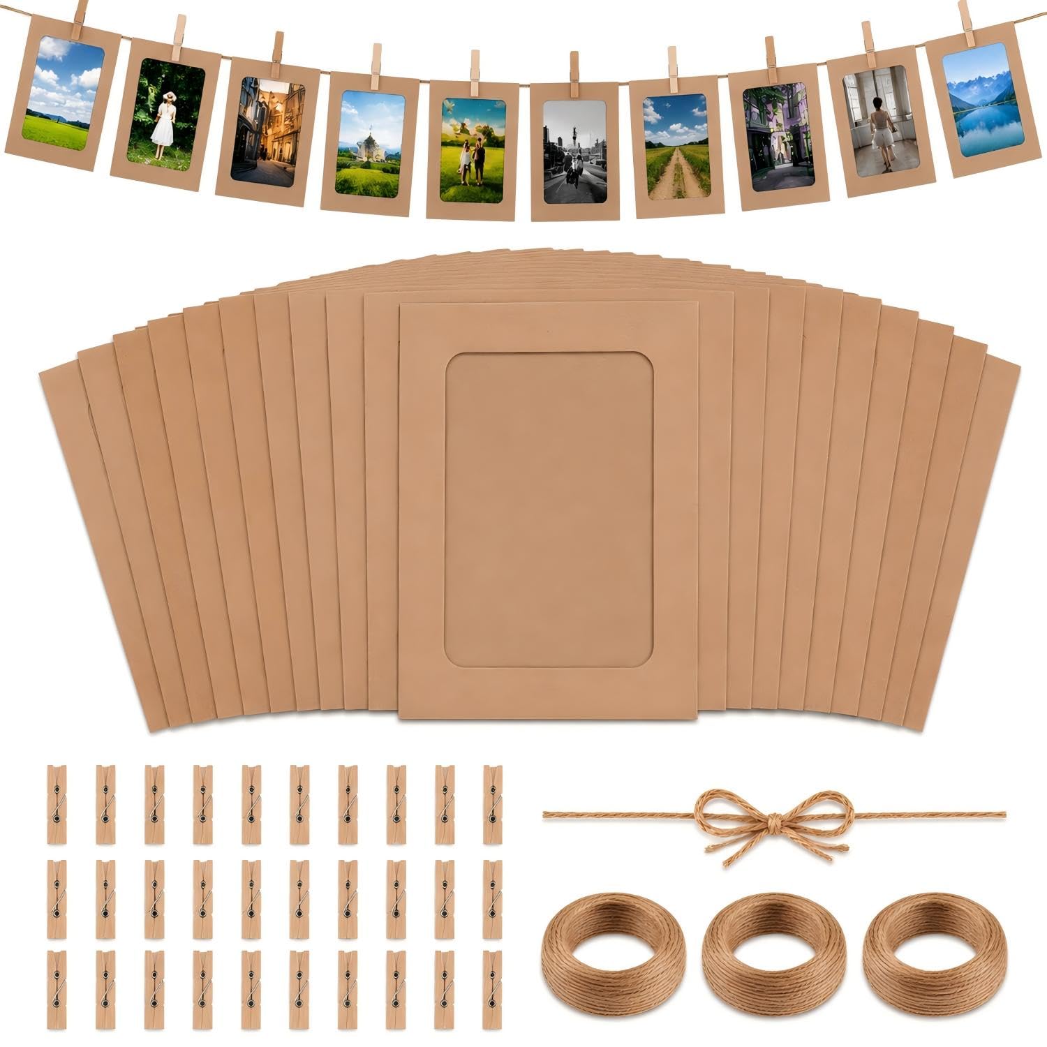 Cadres photo en papier kraft pour un livre d'or suspendu lors de vos fêtes