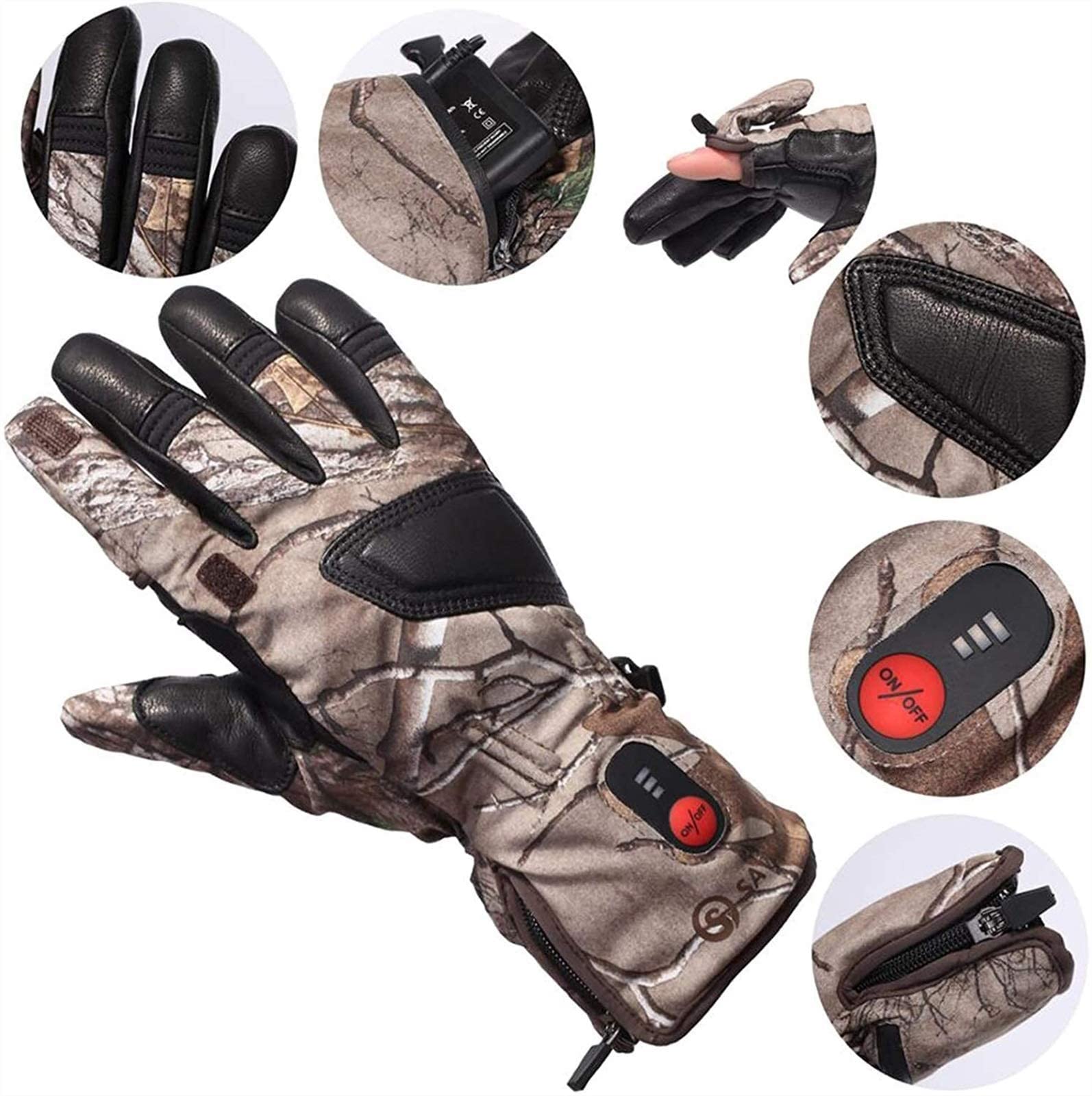 Guantes térmicos Recargables para Mujeres y Hombres, Guantes térmicos Impermeables para Montar en Bicicleta para Esquiar al Aire Libre, Snowboard, Ciclismo
