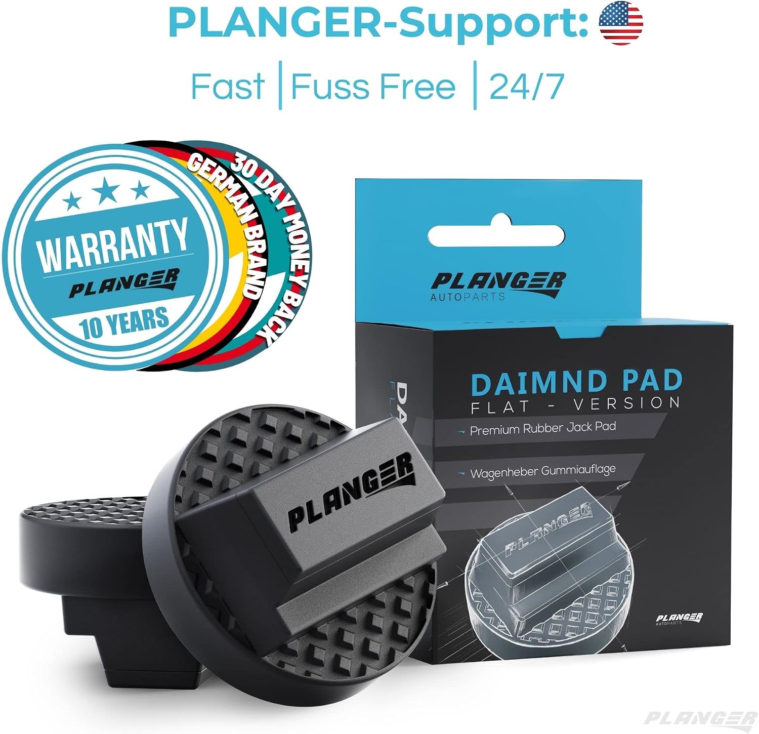 PLANGER® - Daimnd Pad Flat - Rubber Jack Pad for Mercedes Benz (Special CAR Brands from Germany) Trolley Jack, Vehicle Lift and Axle Stand - Protects Your Car, SUV