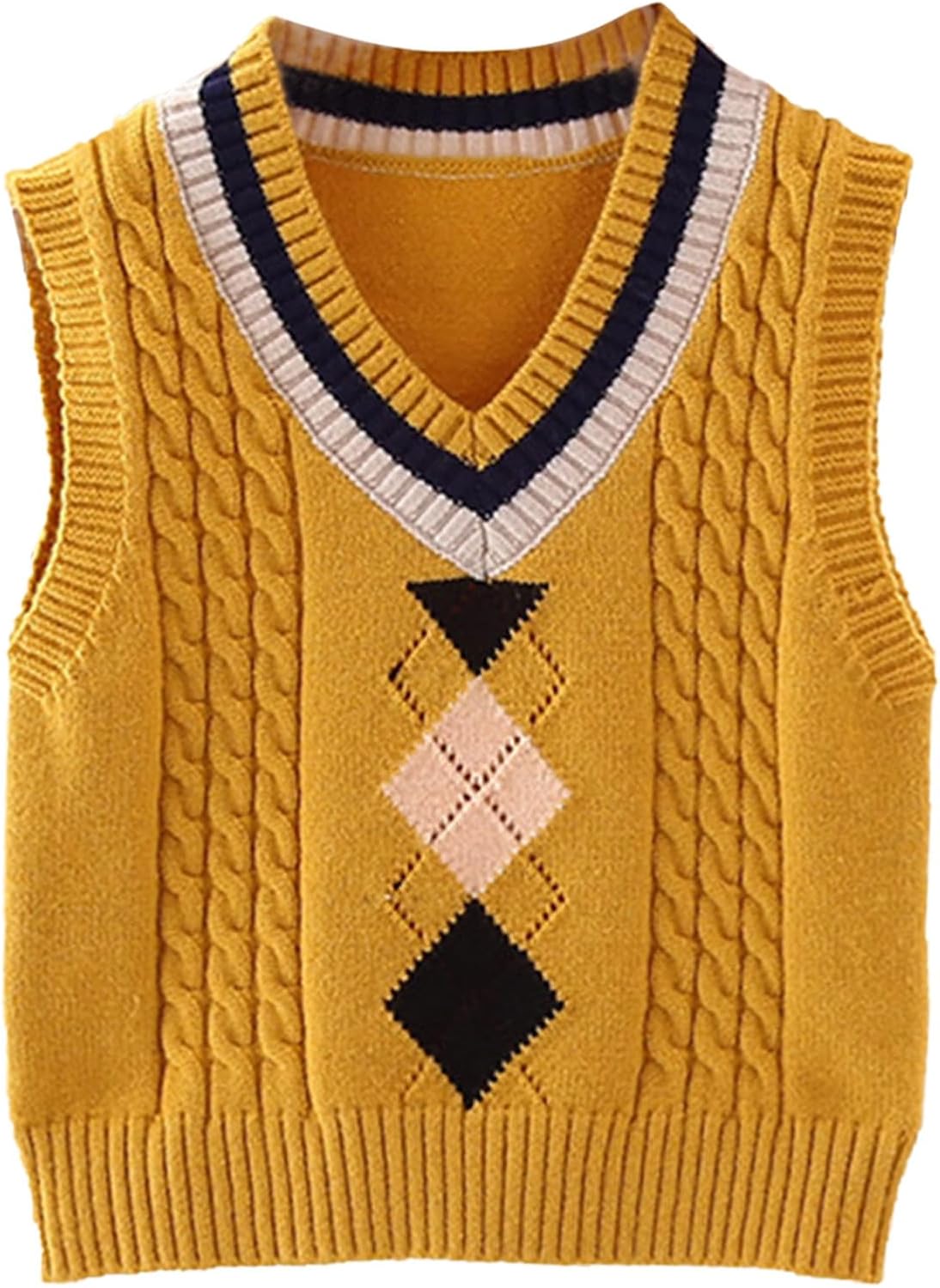 Linjinx Toddler Girls Boys V Neck Plaid Argyle Print Sleeveless Vest Sleeveless Knit Pullovers Tops Waistcoat