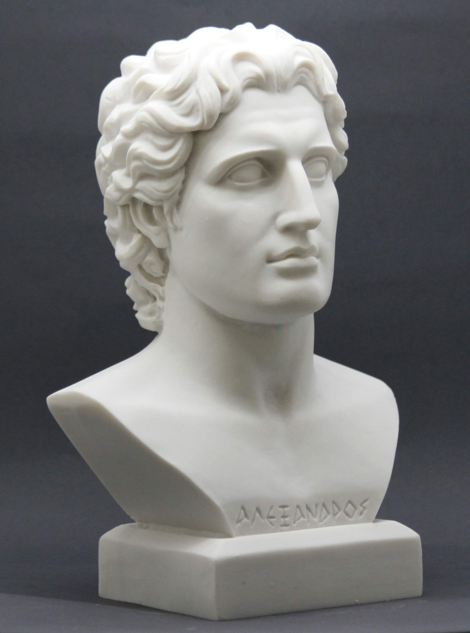 Alexander The Great Head Büste griechische Statue aus gegossenem Marmor, Skulptur 28 cm