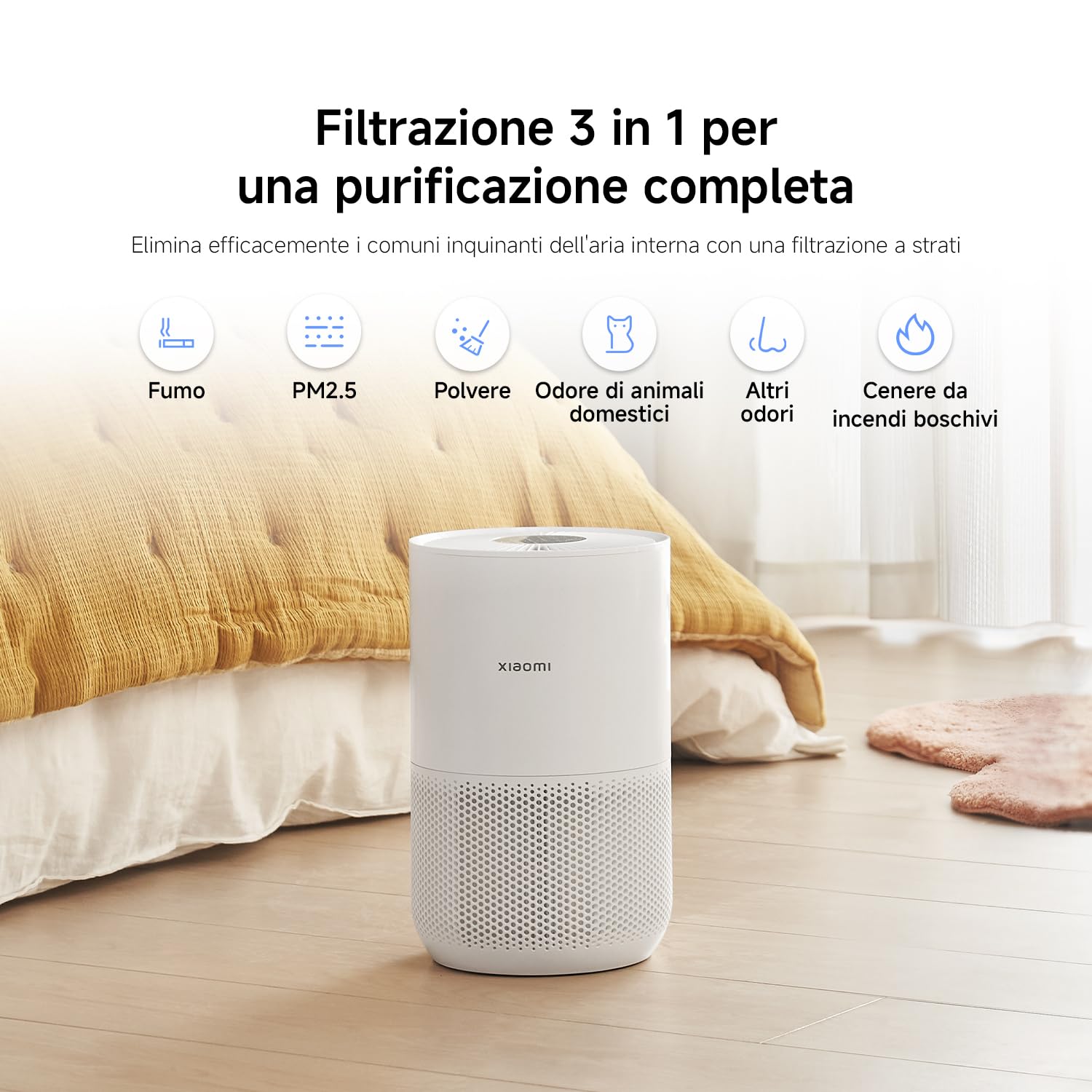 Xiaomi Smart Air Purifier 4 Compact per Camera da Letto e Casa,Filtro HEPA — immagine 8 di 16