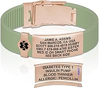 Vista 117 de Divoti Pulsera de identificación de alerta médica grabada personalizada, grabado láser de doble cara, pulsera de silicona, cierre de seguridad