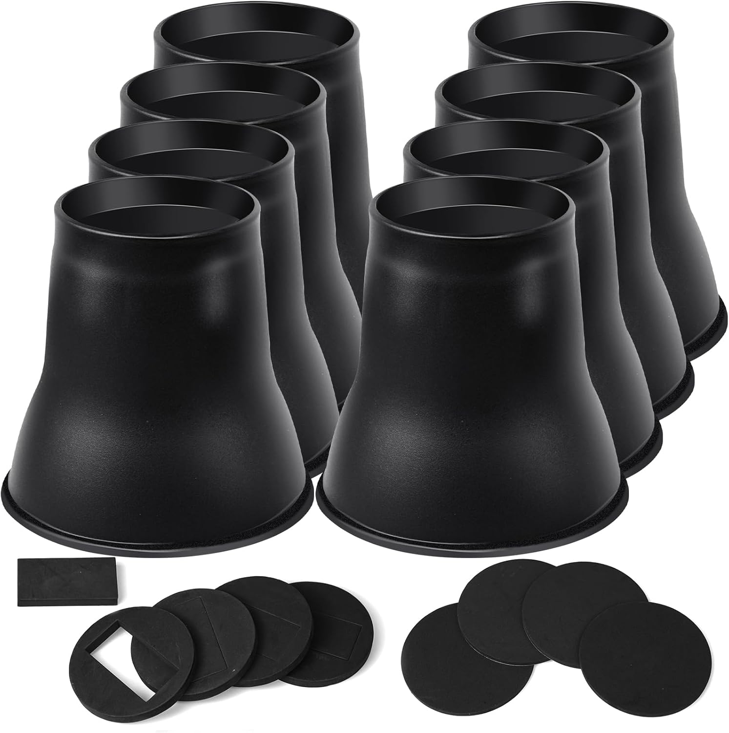 shouwuhho Bed Risers 6 inch, Heavy Duty Round Furniture Risers Lifts 6" for Table, Desk Leg, Sofa, Couch, Bed Frame Risers Supports Up to 6,000 Lbs, Black, 8 Pack