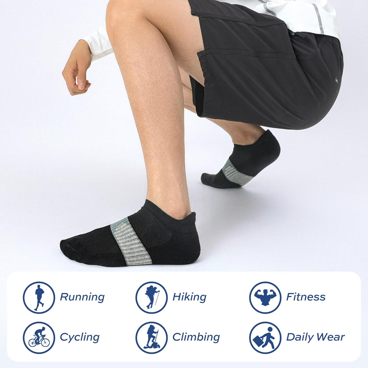Ankle Running Socks for Men with Cushion 5 Pack Mens Athletic Cushioned Low Cut Cotton Short Sports Socks - Image 2