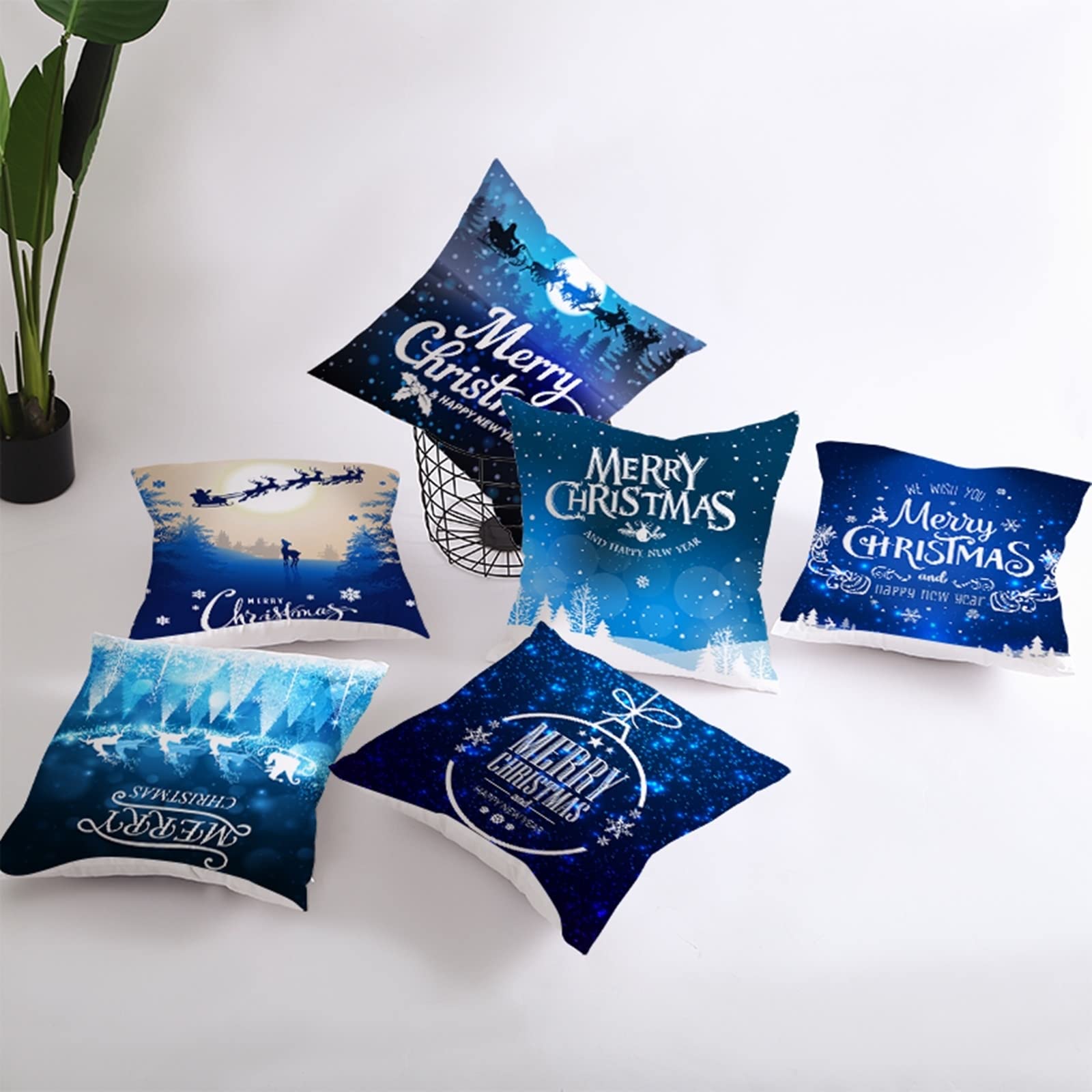 Ndjiloik Set di 4 Federe Natalizie per Cuscino,Cuscini Natalizi