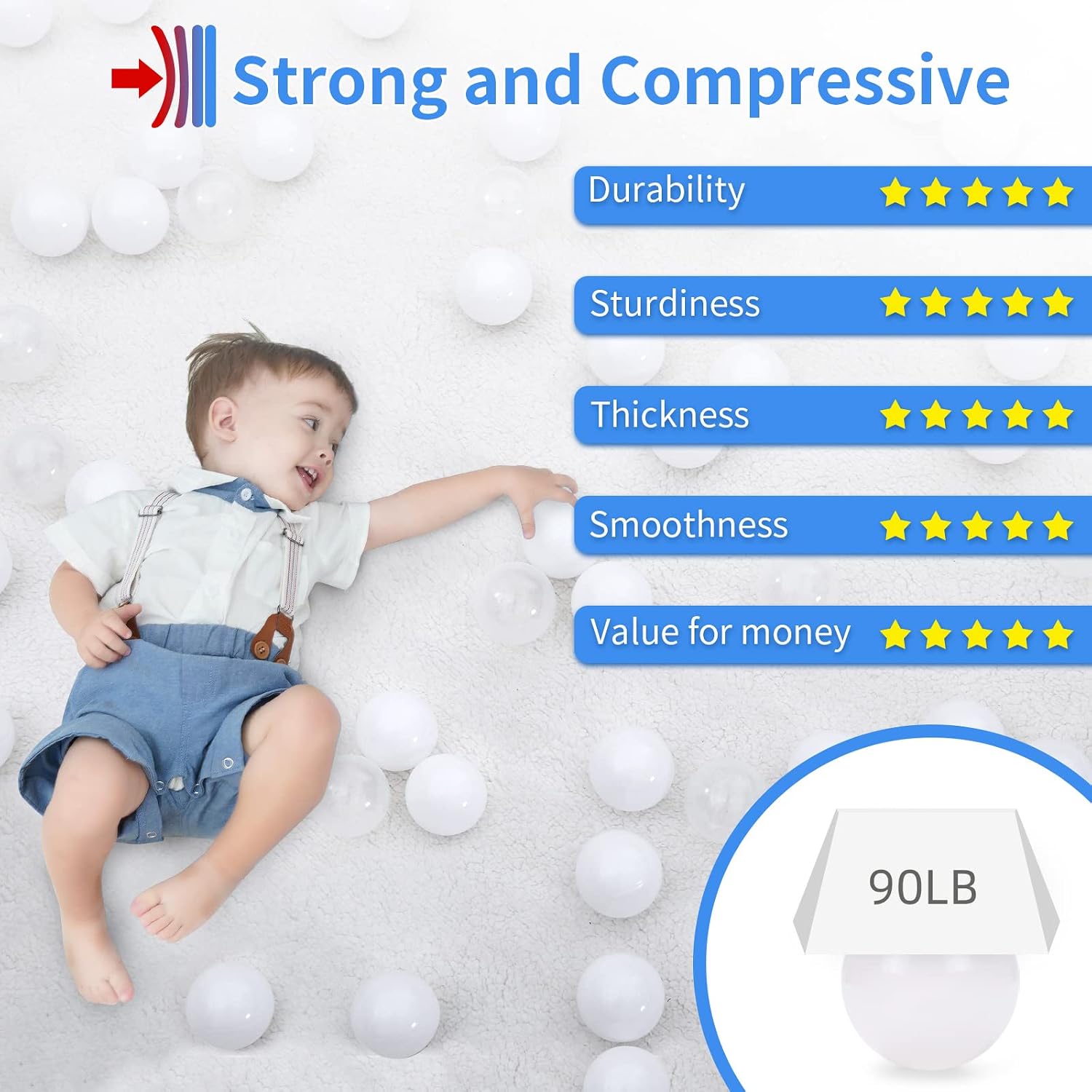 STARBOLO Ball Pit Balls 100 170 Bulk Pack - Crush Proof Non Toxic Plastic Balls Baby Girls Boy Kids Ball Pit | Play Tent Dogs Playhouse Playpen Party,2.2inches.