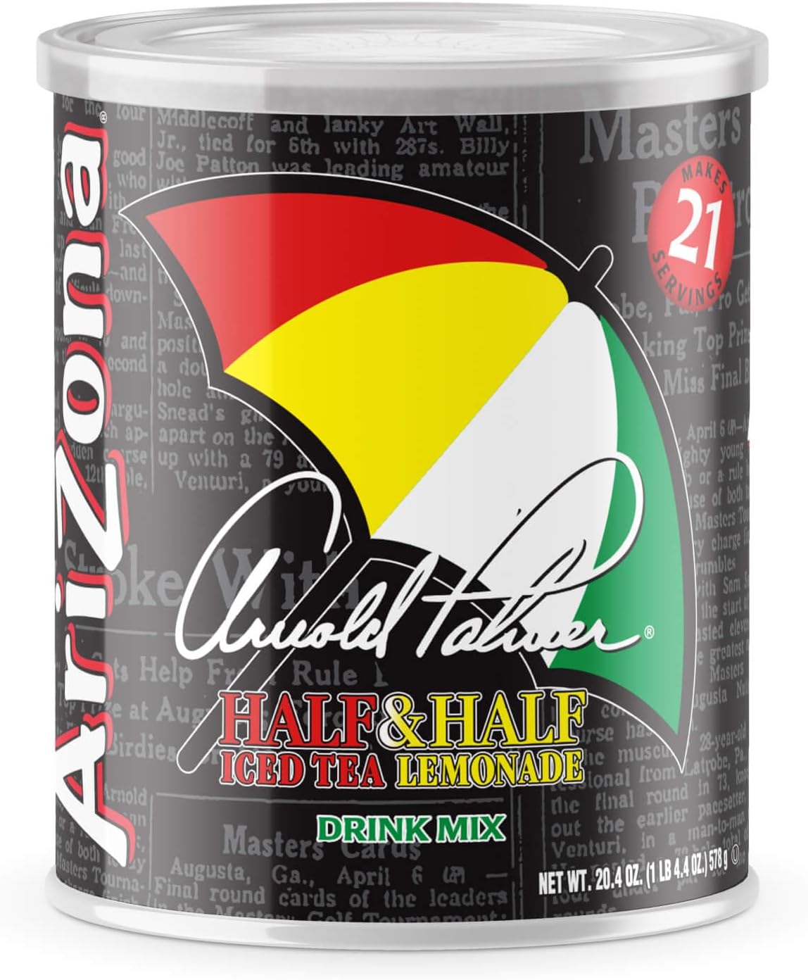 Arnold Palmer Half and Half - Sugar Sweetened Powdered Drink Mix - 20.4oz Canister, Makes 8 Quarts (1 Container)