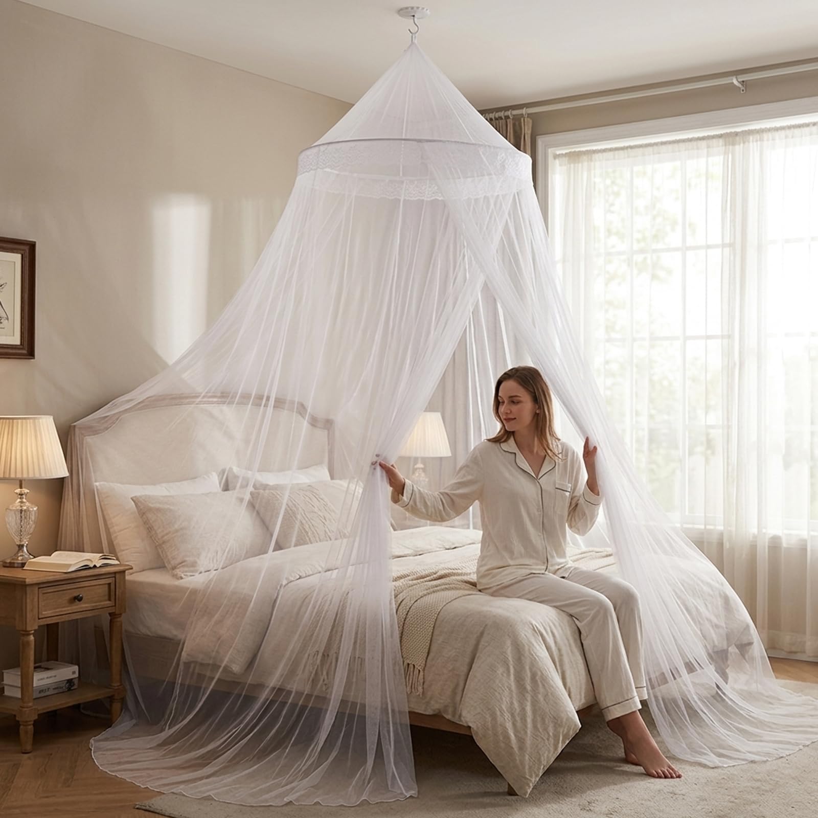 Bed Canopy, Mosquito Net for Bed, Double Bed Canopy Frame Design, 250 cm x 60 cm x 1050 cm Dimensions — view 6