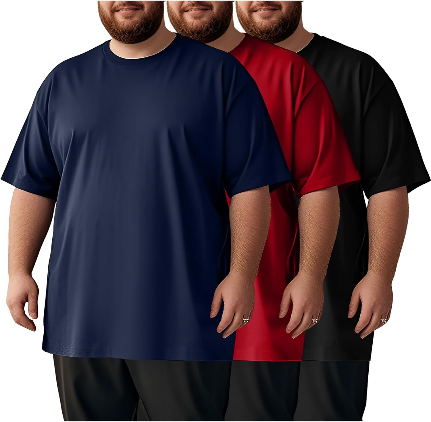 Taiyin 3 Pack Men's Big and Tall Shirts 3xl-5xl Stretch Short Sleeve T-Shirt Tops Crew Neck