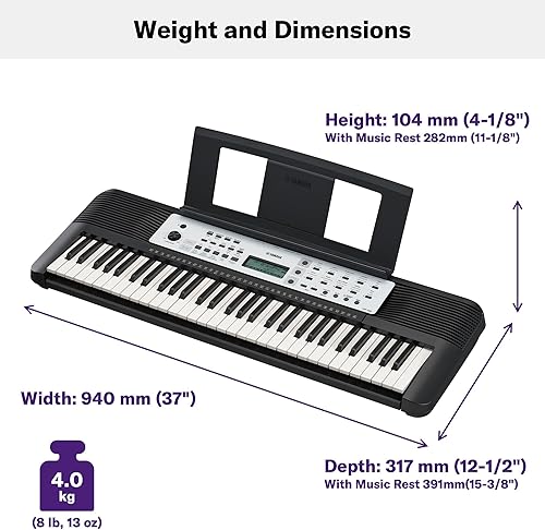 Miniatura 3 de Yamaha Teclado portátil de 61 teclas para principiantes con canciones integradas, modo cuestionario, reposo de música, con adaptador de corriente