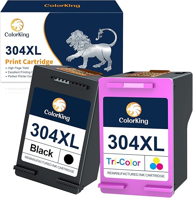 ColorKing 304XL 304 XL Remanufactured for HP 304 Ink Cartridges Combo Pack for HP ENVY 5010 5020 5030 5032 5000 DeskJet 2600 2630 2620 2622 2632 3720 3730 3735 3750 3760 3762 (1 Black, 1 Tricolour)