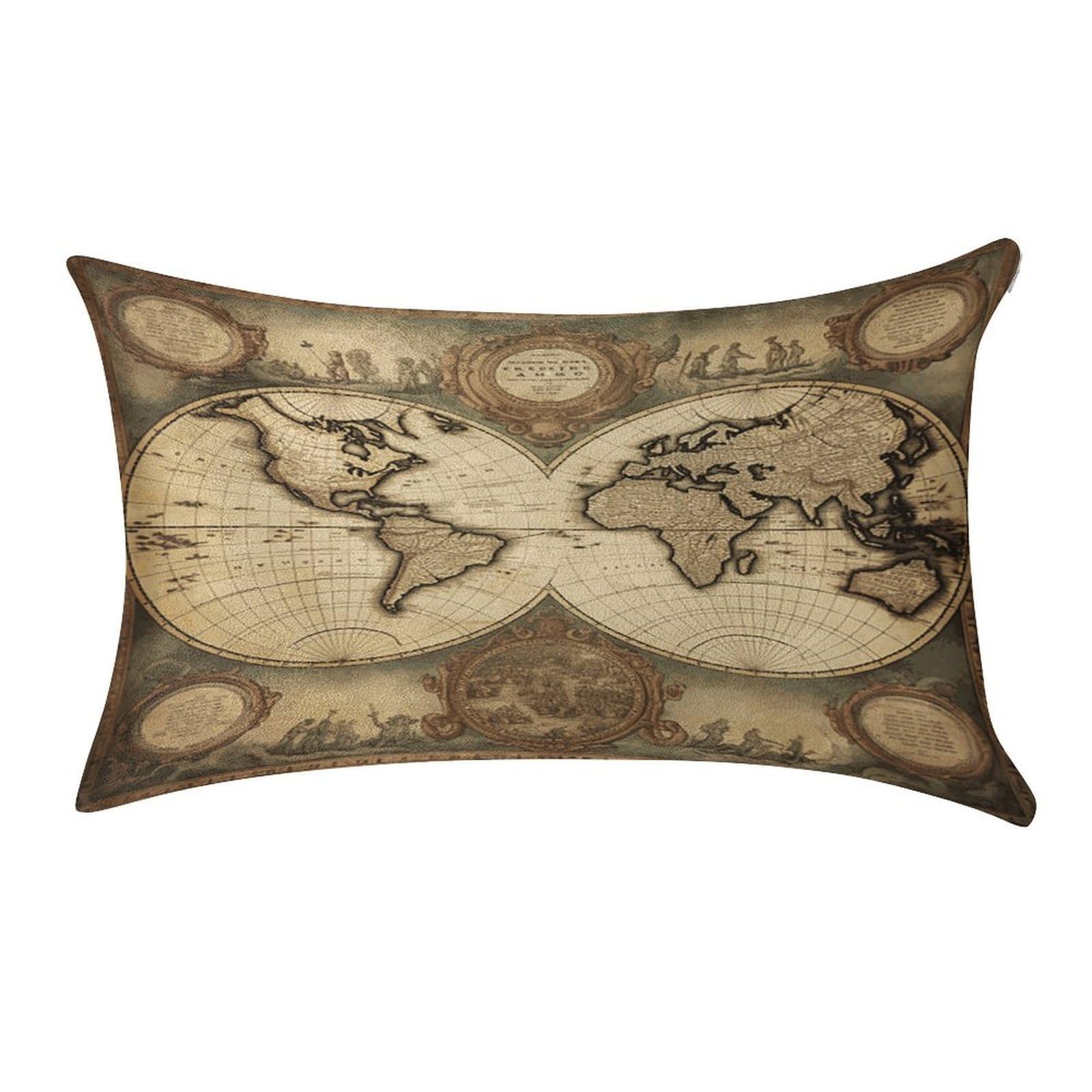 Btcowzrv Style Vintage World Map Pillow Cover Pillow Case Pillowcase