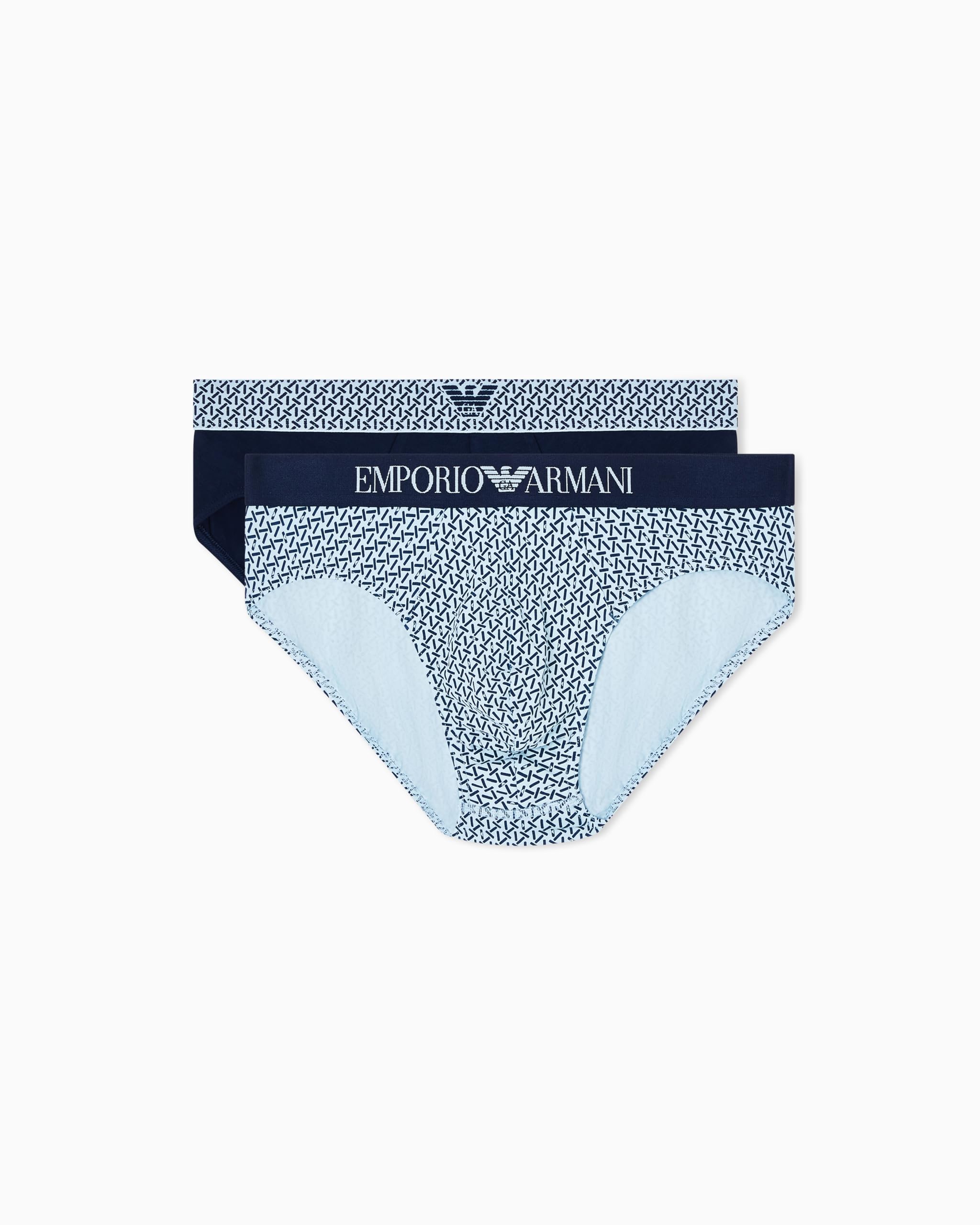 Emporio Armani Men's Ba.blu Geomet/Ar.blu Pattern Mix 2-Pack Brief Blue M