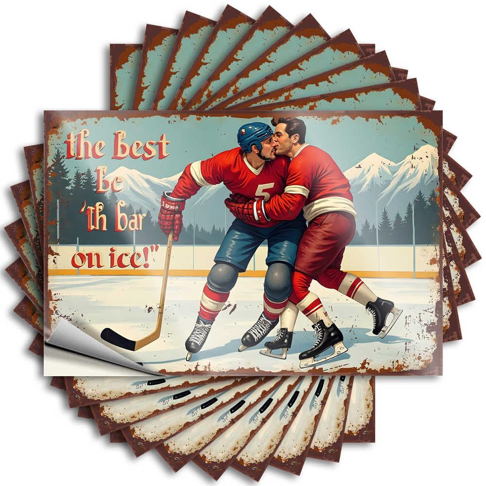Beer Cool Decals - Vintage Hockey Poster: The Best On Ice! Removable Decal Bottle Easy Peel for Adults(12X18CM)