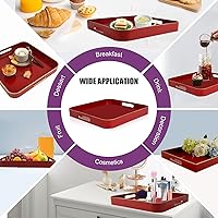 Vista 76 de Gifturbo Bandeja negra para servir, bandejas decorativas de mármol con asas, bandeja de mesa auxiliar, bandejas de plástico rectangulares otomanas