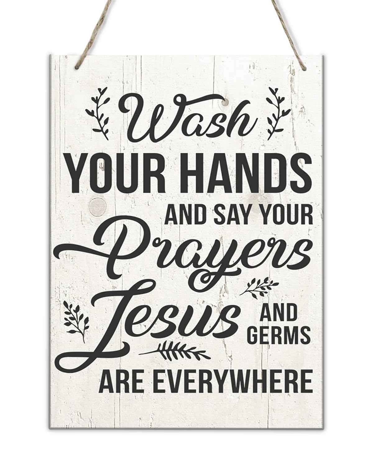 Pibonto Wall Art Wash Your Hands And Say Your Prayers Because Jesus And Germs Are Everywhere Retro Wooden Sign Wood Poster Funny Signs Art Bathroom Wall Hanging Home Decor Funny Toilet Wood Sign Home Decor 8X10 Inch