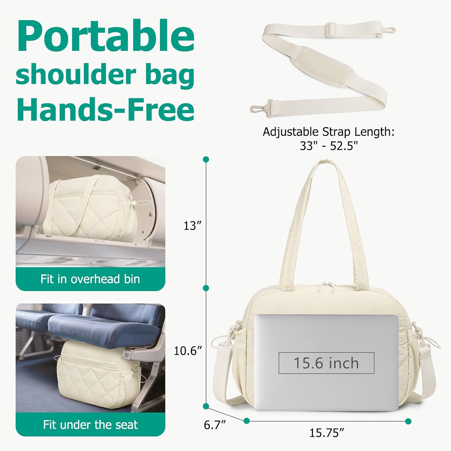 Travel Duffle Bag, Carry On Bag for Men Women with Wet Pocket, Large Capacity Gym Bag, Multi Pocket Hospital Busniess Weekender Overnight Tote Bag (White)
