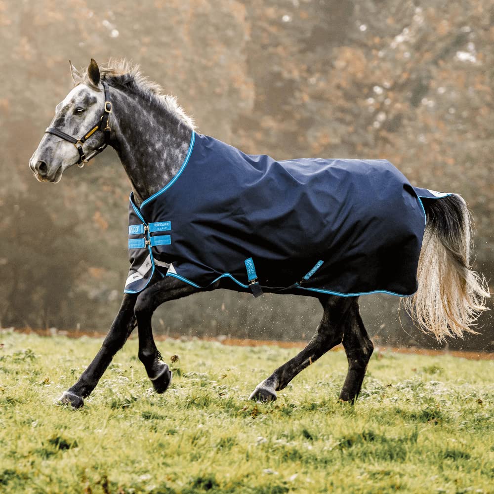 Horseware Amigo Bravo 12 50g Turnout Regendecke Navy/Turquoise
