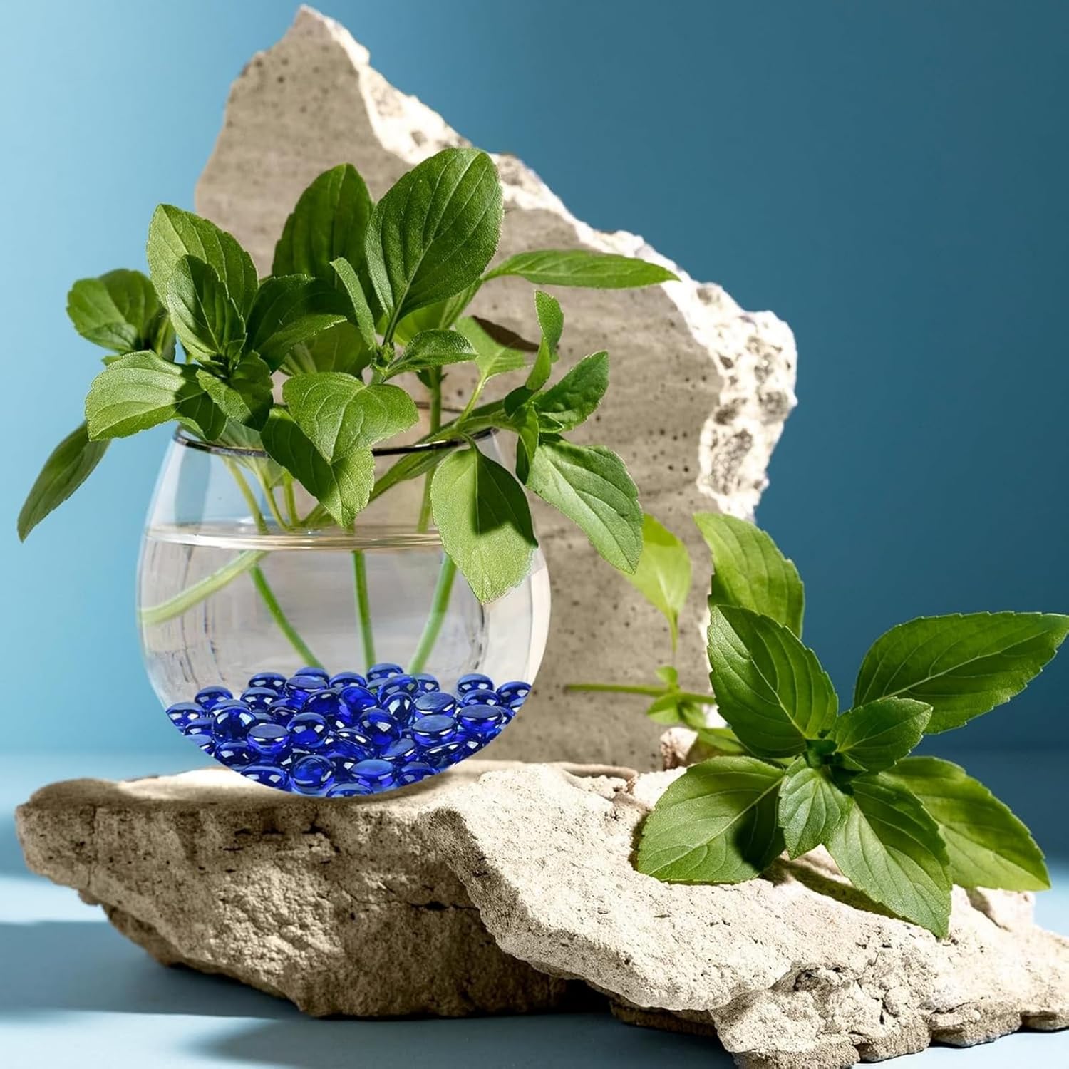 10lb Dark Blue Glass Marbles for Vase, 1000 pcs Dark Blue Flat Glass Beads, Decorative Pebbles for Vase Fillers, Fish Tank, Plants, Flower Pots, Fountains, Crafts, Aquarium Rocks and Home Decor