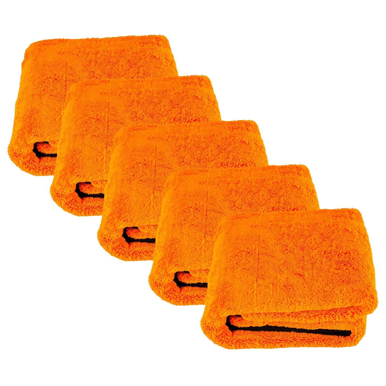 Lingettes sèches pour voiture Orange bébé 800 g/m² - Absorbant en microfibre pour voiture - Sans peluches - Pour un nettoyage rapide - Doux, doux et doux pour la peinture - 90 x 60 cm (5 pièces)