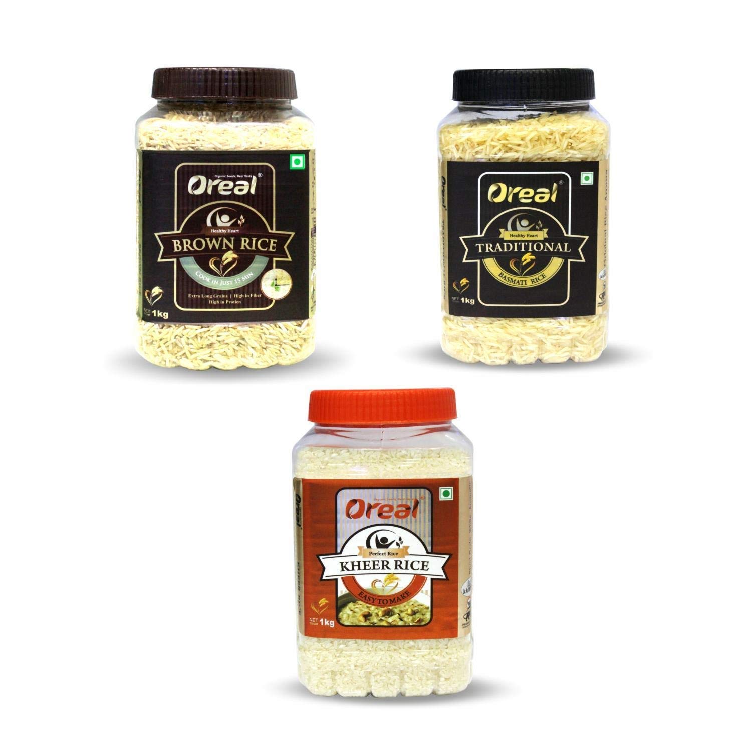 Oreal Brown Rice, Pack of 3 (1 KG Each) Combo Pack of Long Grain Brown Rice, Traditional Rice and Kheer Rice (B08F23PBJ5) Amazon Price History, Amazon Price Tracker