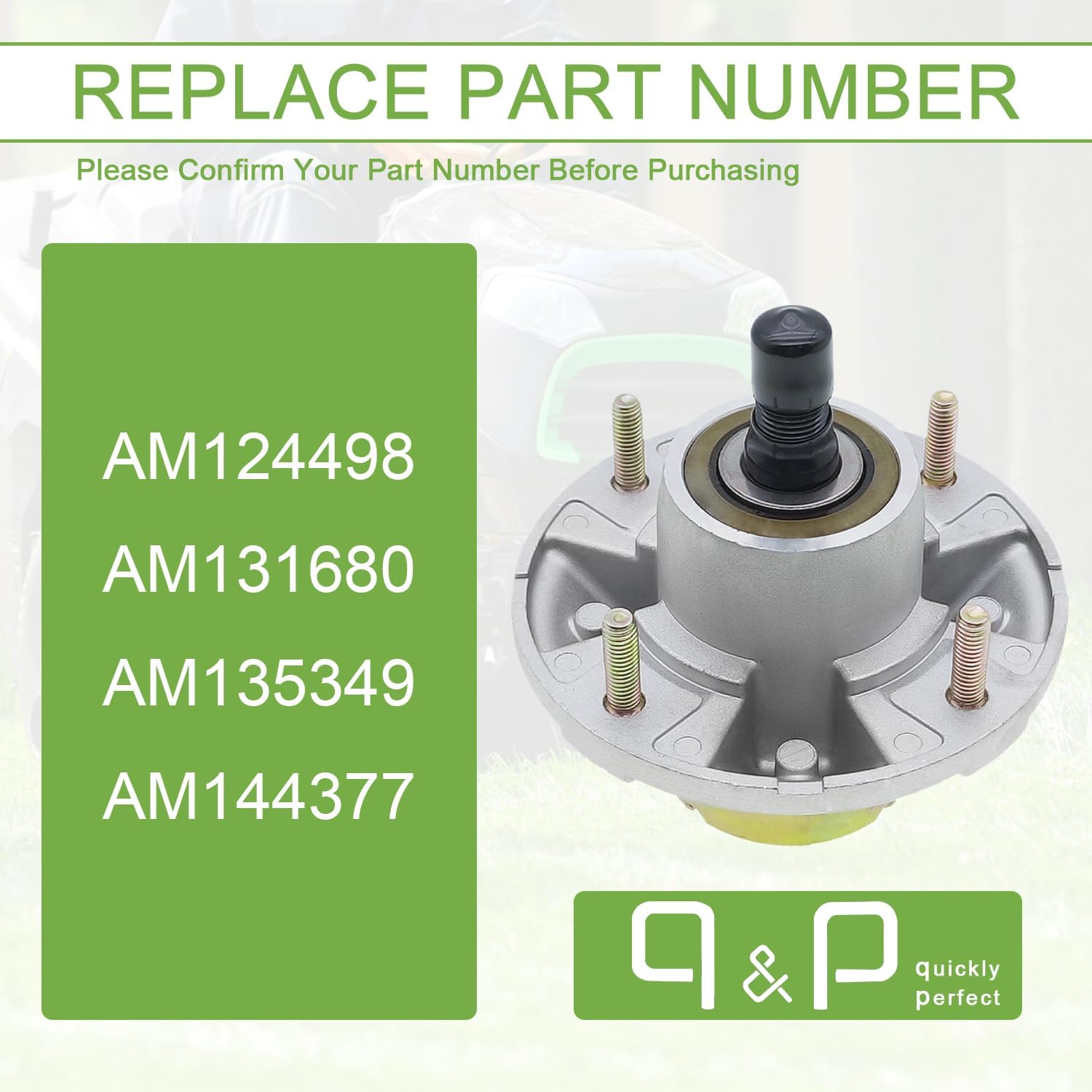 q&p Spindle Assembly Replaces John Deere AM144377 AM135349 AM124498 AM131680 for LT180 LT190 LX280 LX289 X300 X530 X540 Z425 Z465 and The X700 Series