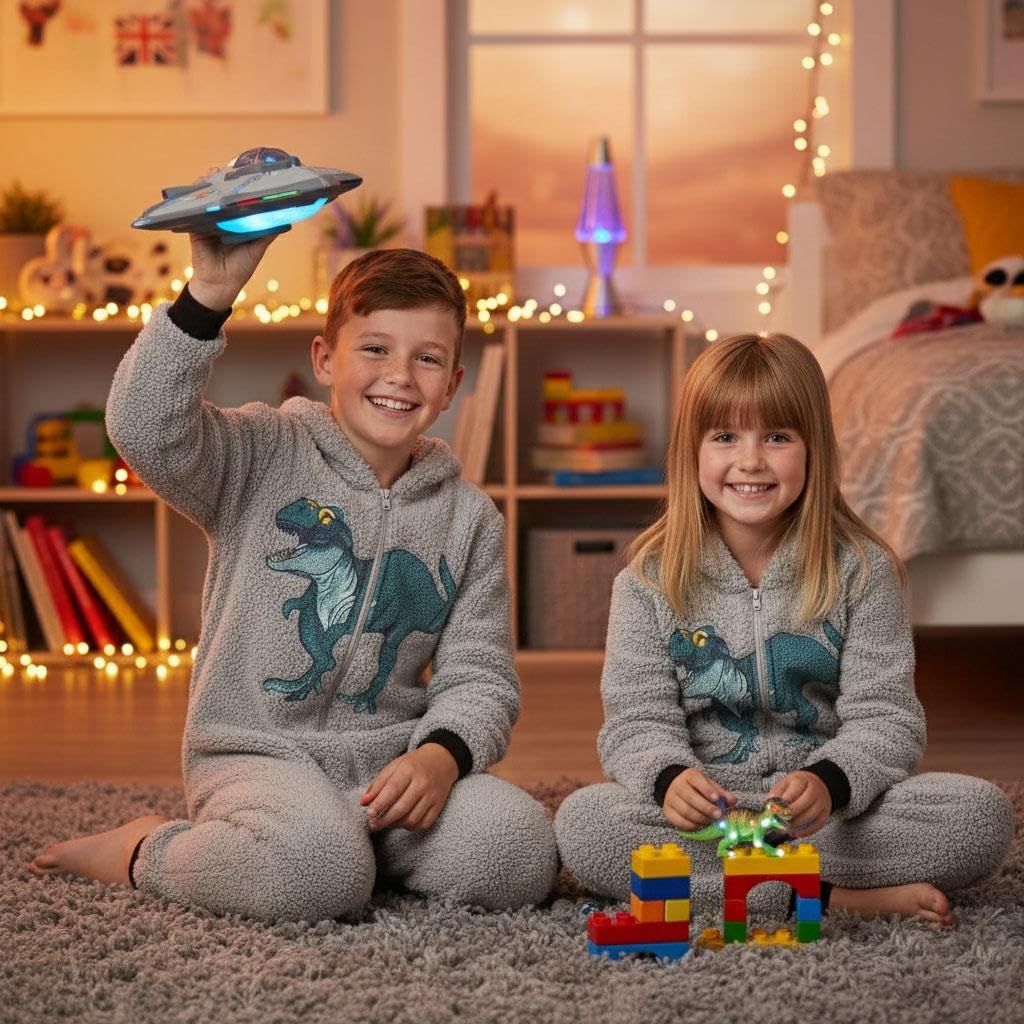 A2Z 4 Kids Mädchen Jungen T-Rex Dinosaurier Onesie Weicher Plüsch Dicker Flor Fleece Spielanzug Mit Kapuze Gerippte Bündchen Einteiliger Schlafanzug Alter 3-14 Jahre