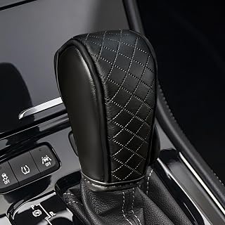 Leather Car Gear Shift Knob Cover, Shifter Cover, Car Gear Shift Cover with Diamond Design, Automotive Decorative Accessory Anti-Slip Design Shifter Stick Protector Fit for Sedan, SUV, Truck