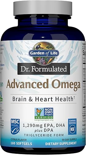 Garden of Life Aceite de pescado omega avanzado formulado por el Dr. - Limón, 1,290 mg de EPA, DHA + DPA en forma de triglicéridos, suplemento Omega