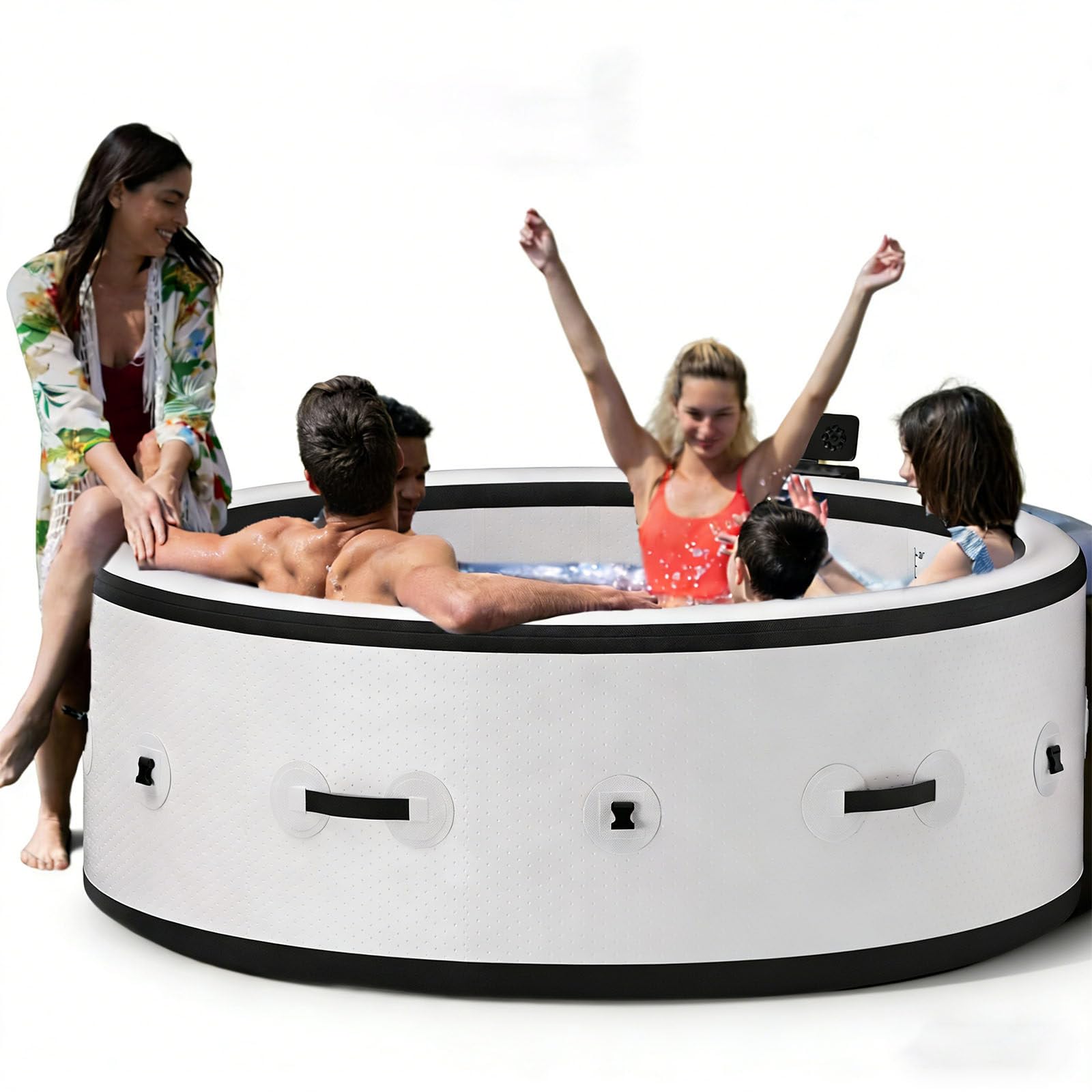 Bañera Inflable De 2500 W, De Masaje para 4-6 Personas, Exterior con Función De Burbujas, 150 Chorros De Masaje Y Luces LED, Piscina Interior/Exterior (206 X 206 X 71 cm)