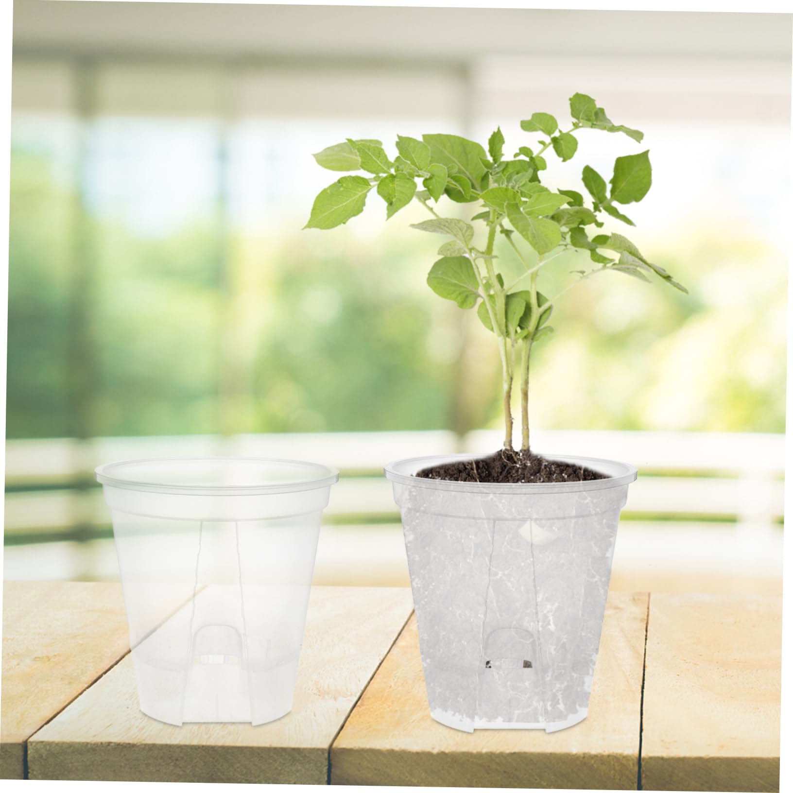 POPETPOP Pots Portables À Drainage Automatique - 6 Pièces en Plastique avec Drainage pour Pépinière