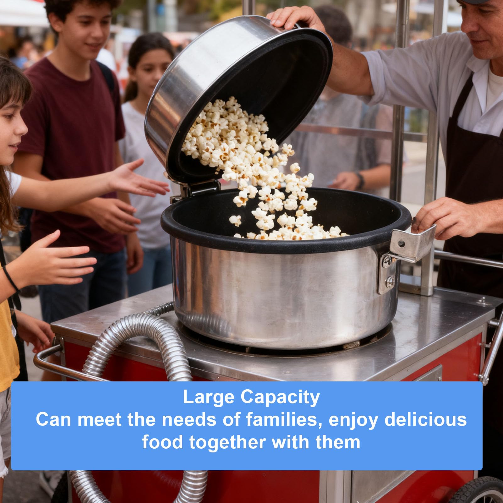 TOPINCN Máquina para Hacer Palomitas de Maíz, Máquina para Hacer Palomitas de Maíz de Acero Inoxidable para Fiestas en el Hogar, Noche de Cine, Familia, Olla para Palomitas de Maíz