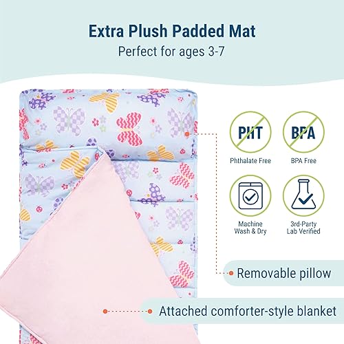 Miniatura 3 de Wildkin - Tapete original para siesta con almohada reutilizable para niños y niñas, ideal para fiestas de pijamas, equipado con cierre de velcro,