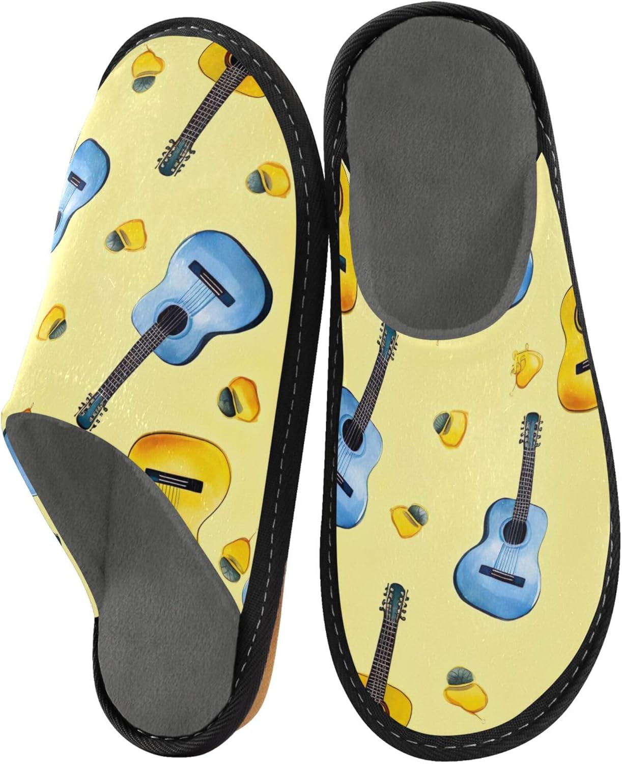 Instrument Guitar House Slippers – Cozy Fuzzy Slippers for Guests, Washable & Disposable, Perfect for Shoeless Home, Spa & Hotel Use A112194