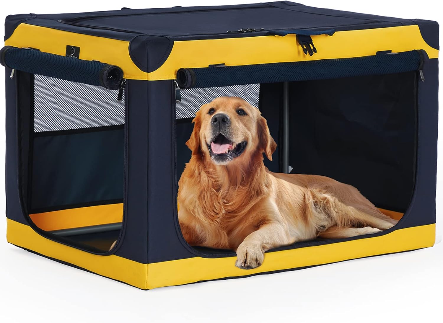Soft-Sided Dog Crate 40 Inch XL by A4PET, Collapsible Foldable Crate for Large Dogs, Breathable Mesh, Washable Cover, Patented Screw Frame, Travel & Car Safe