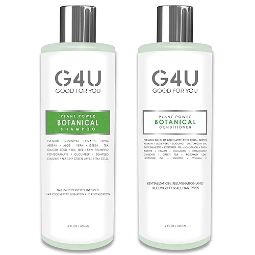 G4U Juego de champú y acondicionador para el cabello para mujeres y hombres. Sin sulfato para todo tipo de cabello, seco, dañado, rizado, tratado