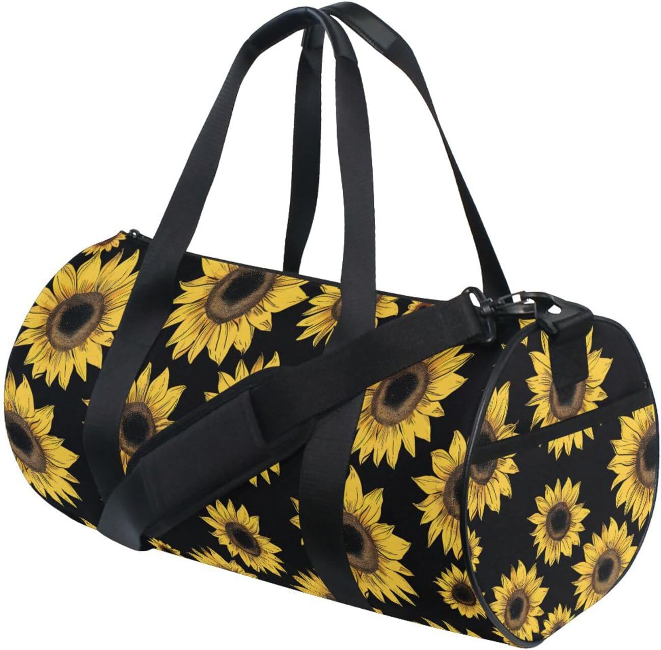 Vintage Sunflower Floral Duffel Bag,Canvas Travel Bag for Gym Sports and Overnight